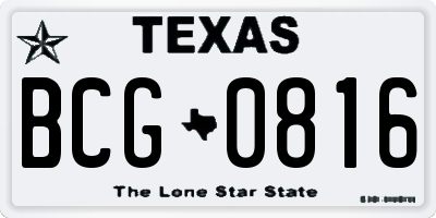 TX license plate BCG0816
