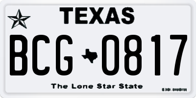 TX license plate BCG0817
