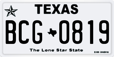 TX license plate BCG0819