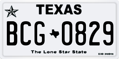 TX license plate BCG0829