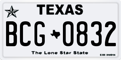 TX license plate BCG0832