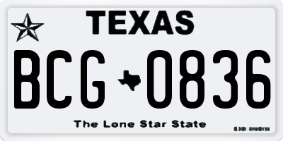 TX license plate BCG0836