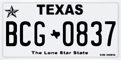 TX license plate BCG0837
