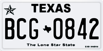 TX license plate BCG0842