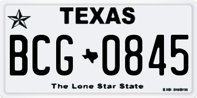 TX license plate BCG0845