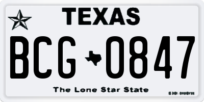 TX license plate BCG0847