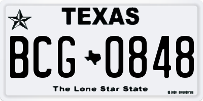 TX license plate BCG0848