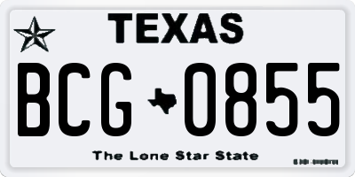 TX license plate BCG0855