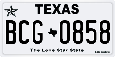 TX license plate BCG0858