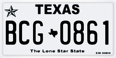 TX license plate BCG0861