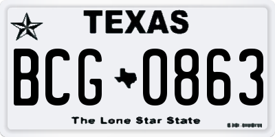 TX license plate BCG0863