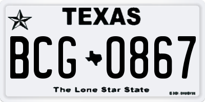 TX license plate BCG0867