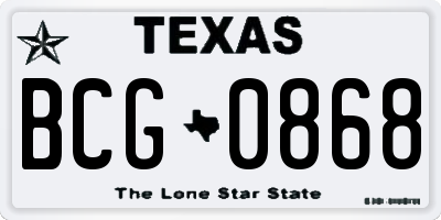 TX license plate BCG0868