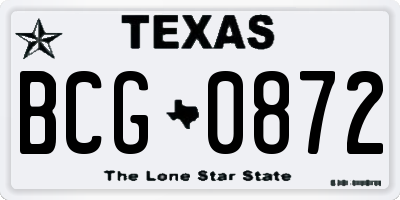 TX license plate BCG0872