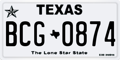 TX license plate BCG0874