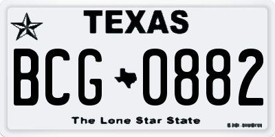 TX license plate BCG0882