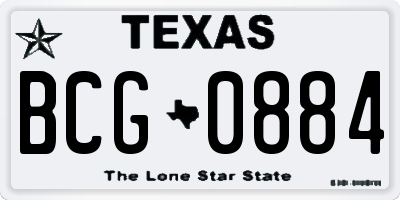 TX license plate BCG0884