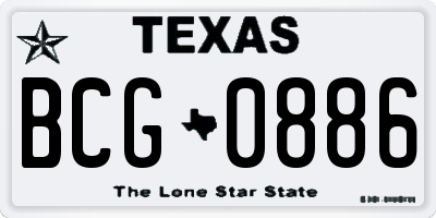 TX license plate BCG0886