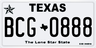 TX license plate BCG0888