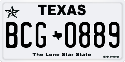 TX license plate BCG0889