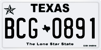 TX license plate BCG0891