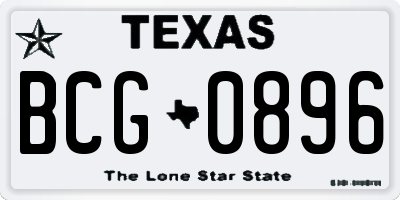 TX license plate BCG0896