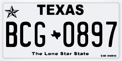 TX license plate BCG0897