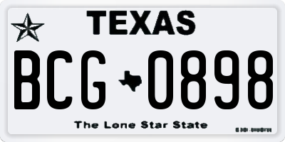 TX license plate BCG0898