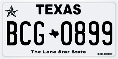TX license plate BCG0899