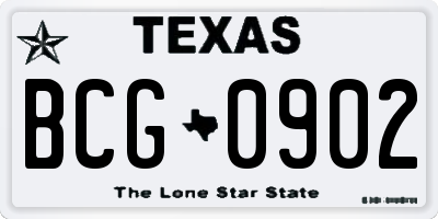 TX license plate BCG0902