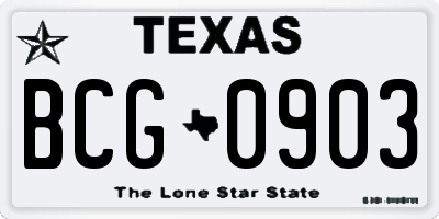 TX license plate BCG0903
