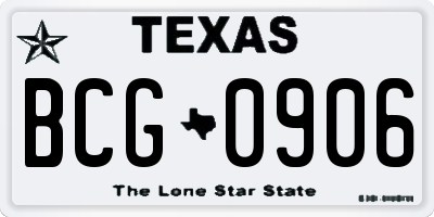 TX license plate BCG0906