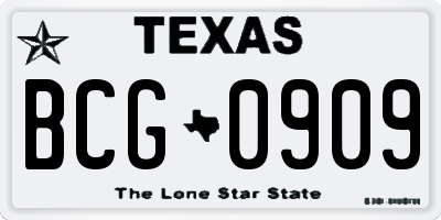 TX license plate BCG0909