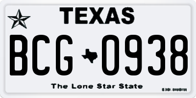 TX license plate BCG0938