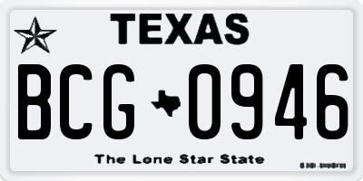 TX license plate BCG0946