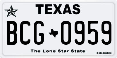 TX license plate BCG0959
