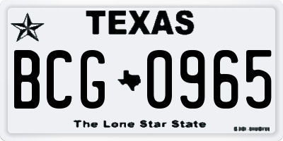 TX license plate BCG0965