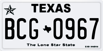 TX license plate BCG0967