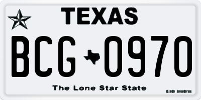 TX license plate BCG0970