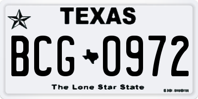 TX license plate BCG0972