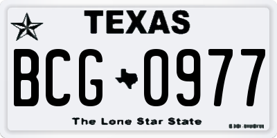 TX license plate BCG0977