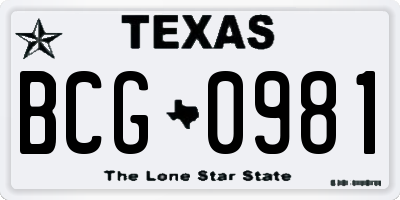 TX license plate BCG0981