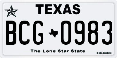 TX license plate BCG0983