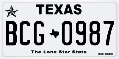 TX license plate BCG0987