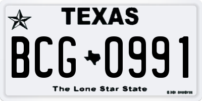 TX license plate BCG0991