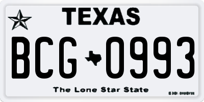 TX license plate BCG0993