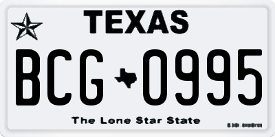 TX license plate BCG0995