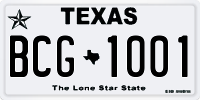 TX license plate BCG1001