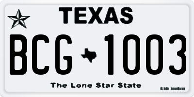TX license plate BCG1003