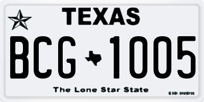 TX license plate BCG1005